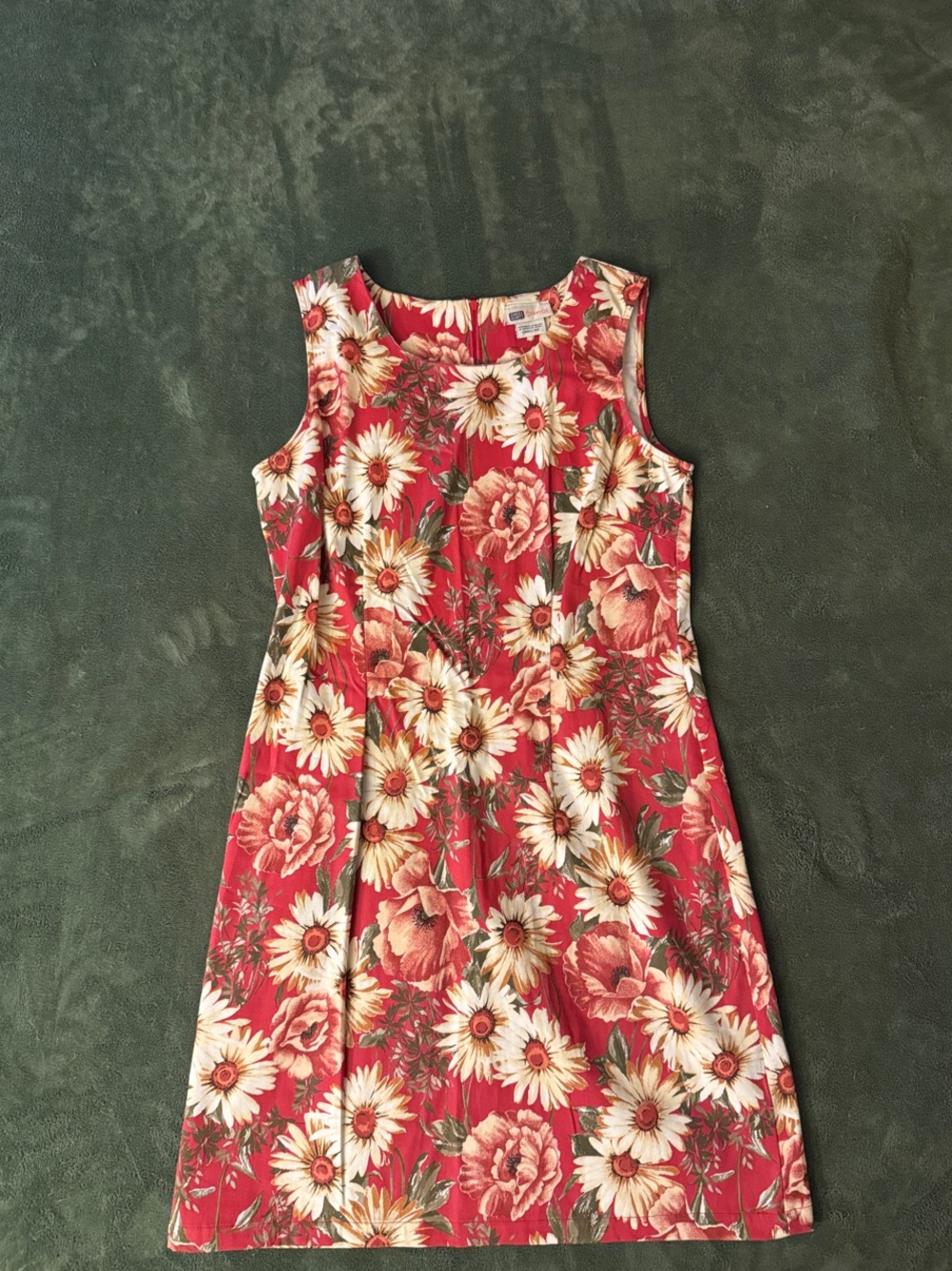 VINTAGE 90’s | Faded Glory Red Floral Sleeveless A-Line Dress